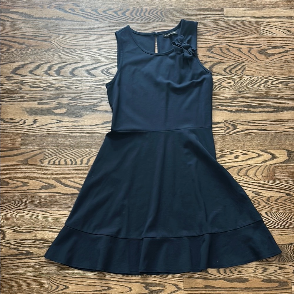 Banana Republic Sleeveless Navy Fit-and-Flare Dress bow Accent Sz 8